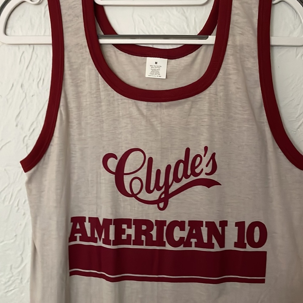 Vintage men’s tank top, 80s, never been worn, grey with maroon trim, size medium